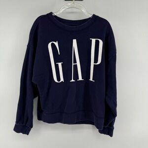 GAP Kids Navy Blue Crewneck Sweatshirt Logo Pullover Size M 8